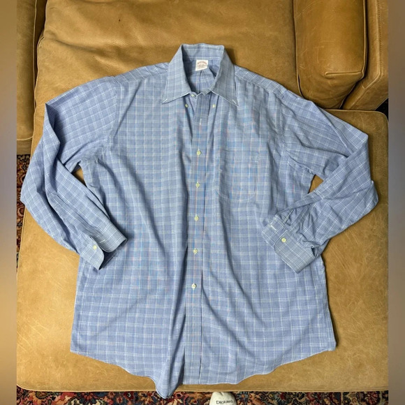 Brooks Brothers Other - Brooks Brothers Blue And Yellow Plaid Button Up Shirt Size 17-35